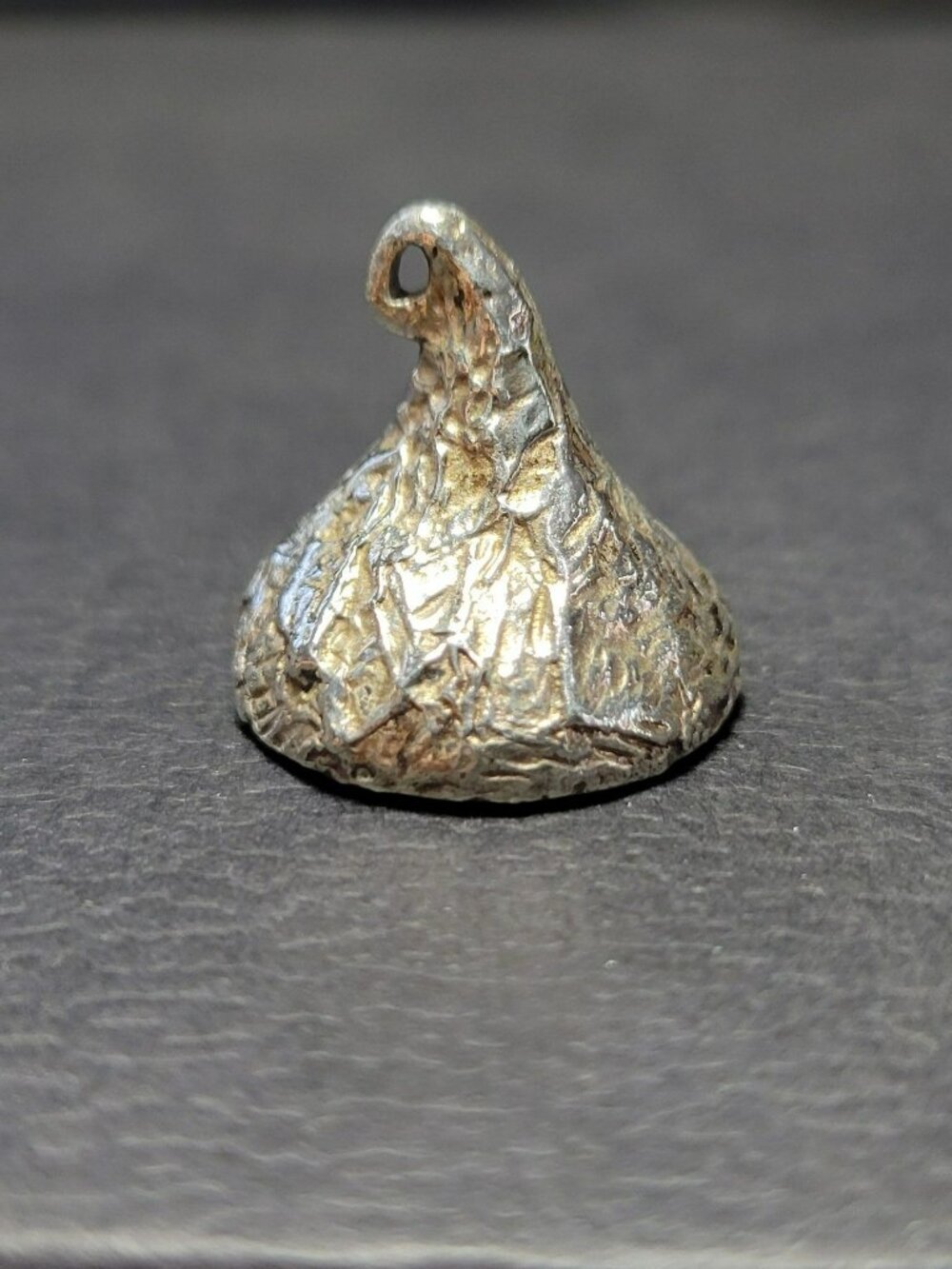 Solid Sterling Silver Hershey's Kiss Shape Charm Pendant Textured 12.8 grams